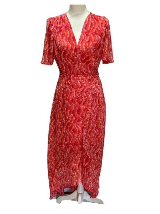 Veronica M Dresses & Skirts - Veronica M short sleeve pink and red sparkle Wrap Dress Small